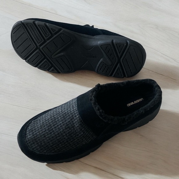 LANDS’ END Sherpa Lined Suede All Weather Black Mule Size 10 Durable Gothic Goth - Picture 11 of 12